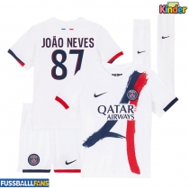 Paris Saint-Germain Joao Neves #87 Auswärts Trikotsatz Kinder 2025-26 Kurzarm (+ Kurze Hosen)